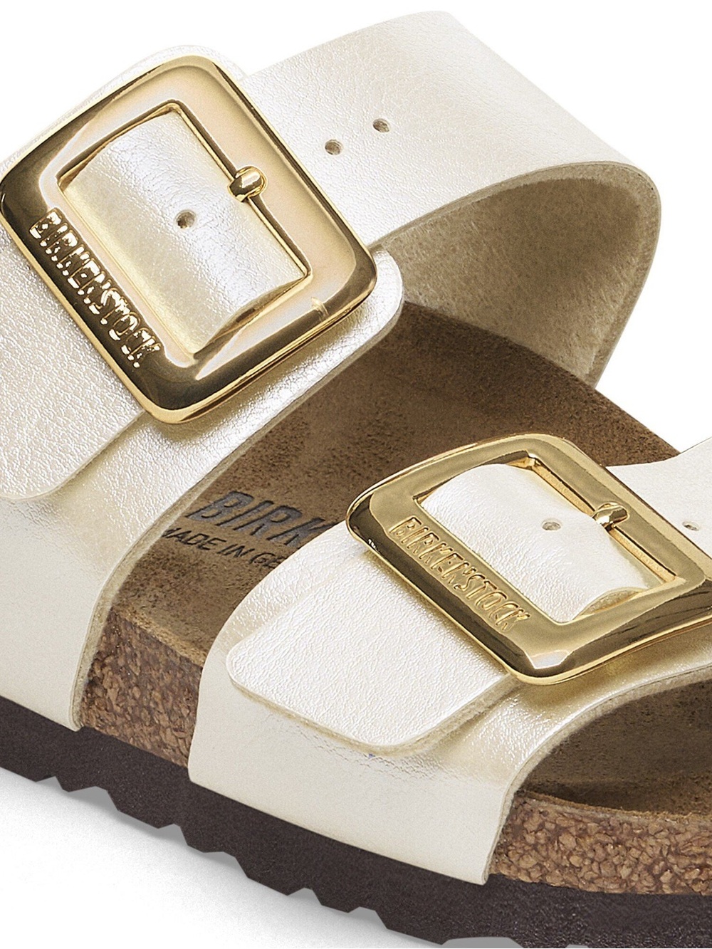 Birkenstock Graceful Pearl White Sydney Cushion Buckle Sandal with Gold Buckles - Picture 7 of 14